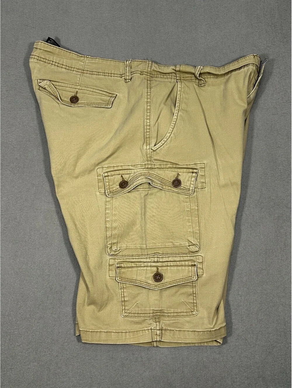 Iron Co Mens Cargo Casual Shorts Size 40 Khaki Beige Stretch Cotton Utilit